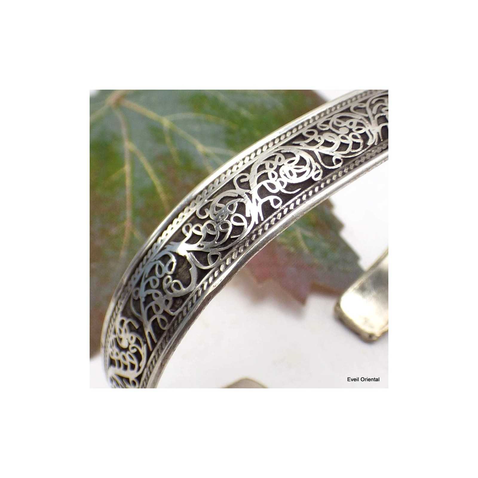 Bracelet Oriental Ancien En Métal Argenté - Bijou Ethnique Occasion