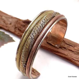 Bracelet tibétain authentique torsadé cuivre et laiton - Bijoux en Cuivre