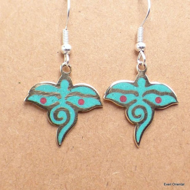 Boucle d'oreille bouddhiste Yeux de Bouddha Boucles d'oreilles tibétaines PBO7