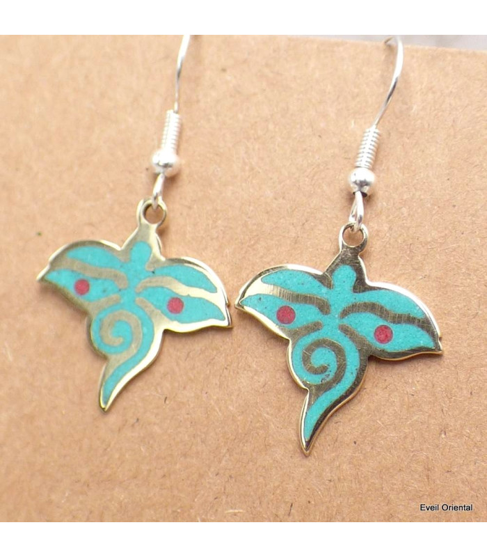 Boucle d'oreille bouddhiste Yeux de Bouddha Boucles d'oreilles tibétaines PBO7