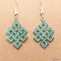 Boucle d'oreille bouddhiste Noeud sans fin turquoise Boucles d'oreilles tibétaines PBO8