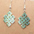 Boucle d'oreille bouddhiste Noeud sans fin turquoise Boucles d'oreilles tibétaines PBO8