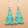 Boucle d'oreille tibétaines bouddhiste Bouddha turquoise - Boucles d'oreilles tibétaines