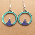 Boucle d'oreille tibétaines Bouddha lapis sur lune - Boucles d'oreilles tibétaines