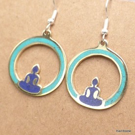 Boucle d'oreille Bouddha lapis sur lune Boucles d'oreilles tibétaines PBO11