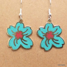 Boucle d'oreille bouddhiste fleur du Népal Boucles d'oreilles tibétaines PBO12