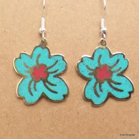 Boucle d'oreille tibétaines bouddhiste fleur du Népal - Boucles d'oreilles tibétaines