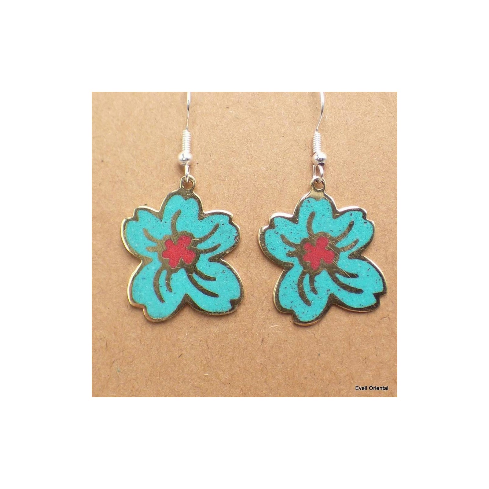 Boucles D'oreilles Pendantes Tibétaines – Argent 925, Corail Et Turquoise, Fait Main