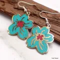 Boucle d'oreille tibétaines bouddhiste fleur du Népal - Boucles d'oreilles tibétaines