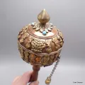 Moulin à prières tibétain globe cuivre 32 cm - Moulins à Prières tibétains