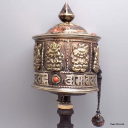 Moulin à prières tibétain globe cuivre 32 cm 