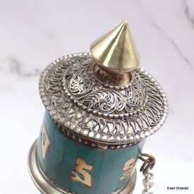 Moulin de prière bouddhiste turquoise 20 cm - Moulins à Prières tibétains