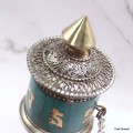 Moulin de prière bouddhiste turquoise 20 cm Moulins à Prières tibétains PGAM37
