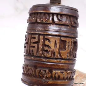 Moulin de prière bouddhiste os sculpté 17 cm - Moulins à Prières tibétains