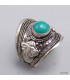 Bague tibétaine Dorjé métal blanc et Turquoise Bagues tibétaines bouddhistes 4666.15-a