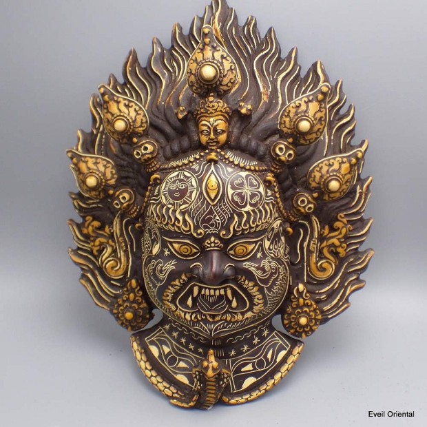 Grand masque Mahakala Bhairav 34 cm Statuettes Bouddhistes CHEP4