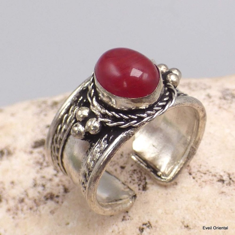 Bague tibétaine Cornaline 