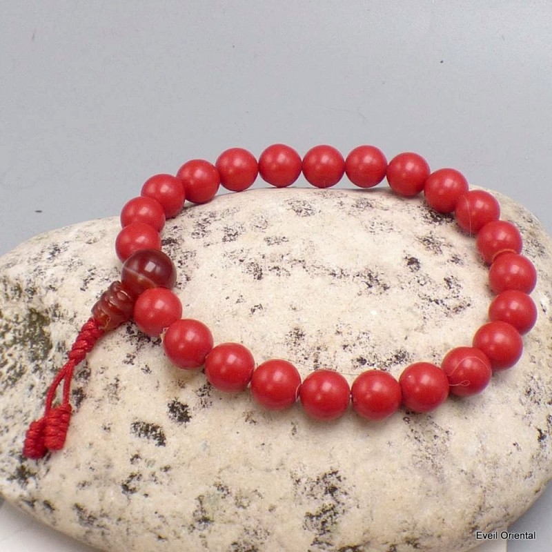 Bracelet mala tibétain en Corail bambou 