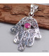 Pendentif Main de Fatma argent rubis Pendentifs pierres naturelles k68.4