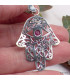 Pendentif Main de Fatma argent rubis Pendentifs pierres naturelles k68.4