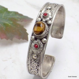 Bracelet tibétain Oeil de Tigre et perles Bracelets tibétains bouddhistes ref 28.3-a