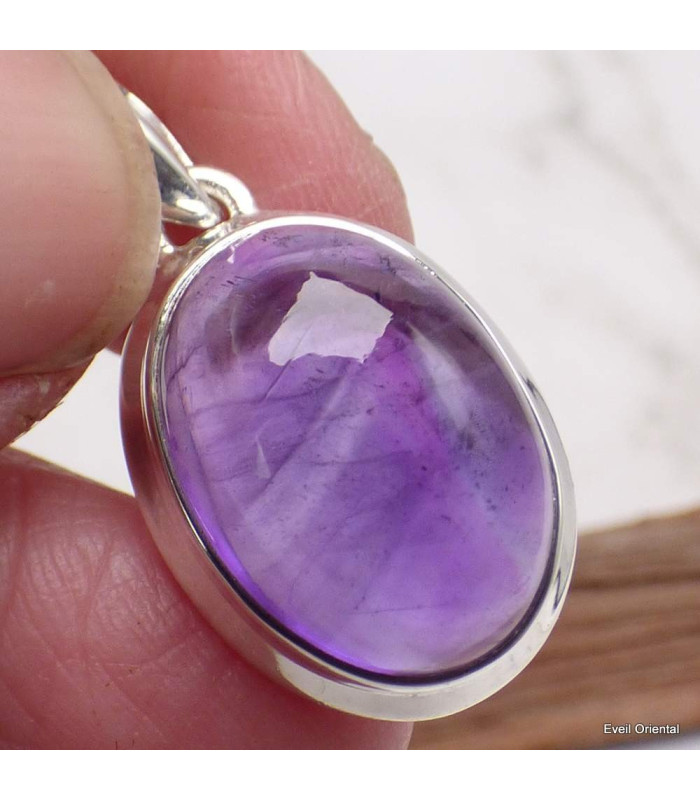 Pendentif oval en Améthyste cabochon Bijoux en Améthyste LAM50.1