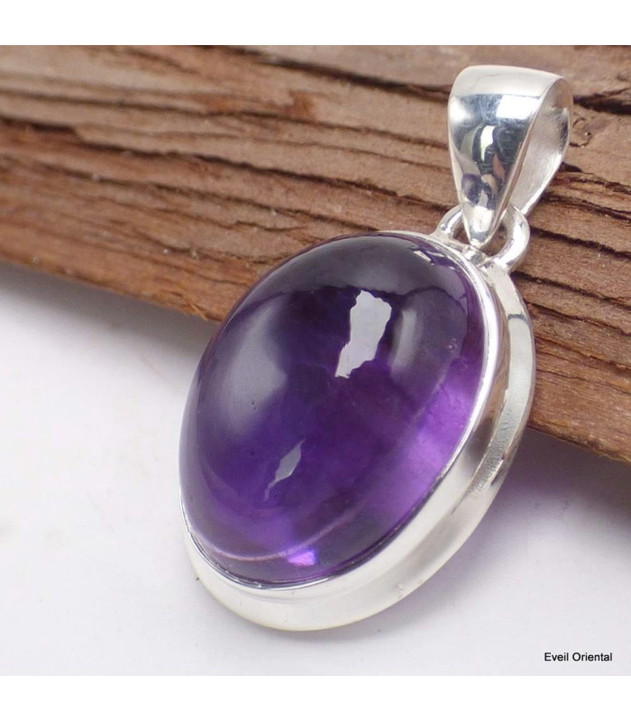 Pendentif oval en Améthyste cabochon Bijoux en Améthyste LAM50.1