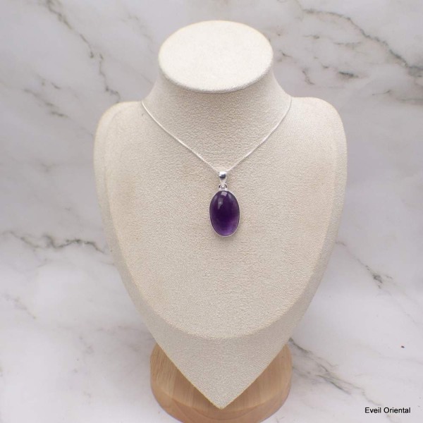 Pendentif en Améthyste cabochon forme ovale Bijoux en Améthyste LAM50.2