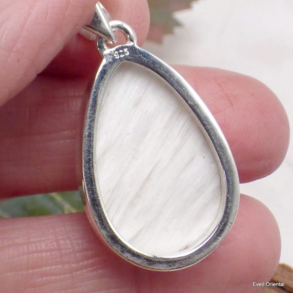 Pendentif Scolecite blanche forme goutte Bijoux en Scolecite LAM71.3