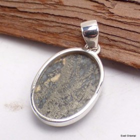 Pendentif oval en Pyrite plume Bijoux en Pyrite LAM75.3