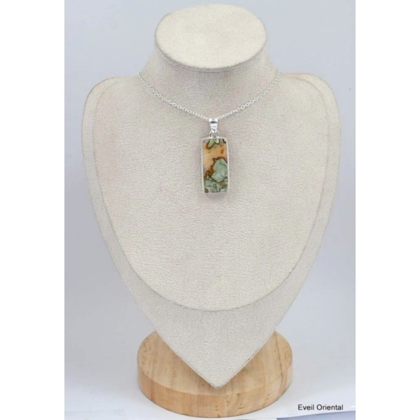 Pendentif Rhyolite verte orange Pendentifs pierres naturelles KC1.1