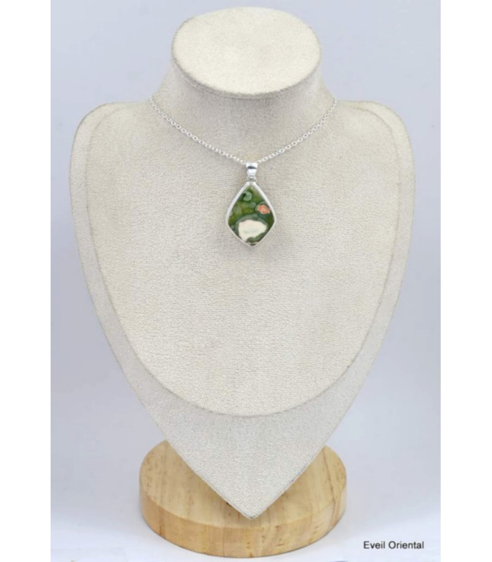 Pendentif Rhyolite verte rosée Pendentifs pierres naturelles KC1.2