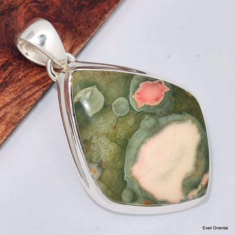 Pendentif Rhyolite verte rosée Pendentifs pierres naturelles KC1.2