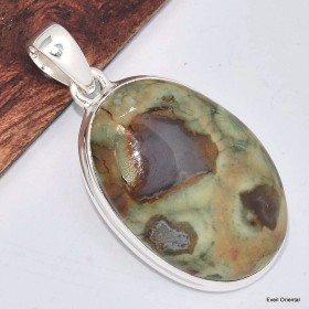 Pendentif Rhyolite verte grise 