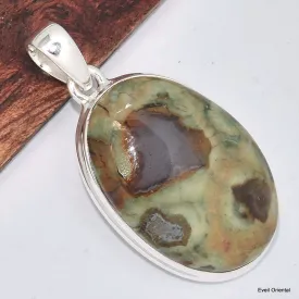 Pendentif Rhyolite verte grise - Pendentifs pierres naturelles