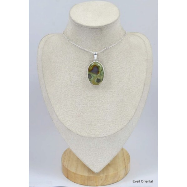 Pendentif Rhyolite verte grise Pendentifs pierres naturelles KC1.3