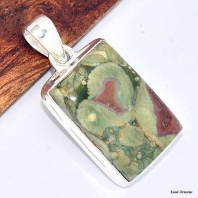 Pendentif Rhyolite verte bordeau 