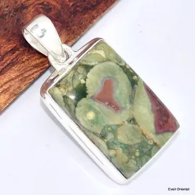 Pendentif Rhyolite verte bordeau - Pendentifs pierres naturelles