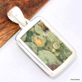 Pendentif Rhyolite verte bordeau 