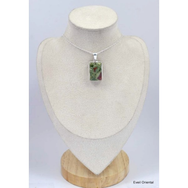 Pendentif Rhyolite verte bordeau Pendentifs pierres naturelles KC1.4
