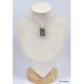 Pendentif Rhyolite verte bordeau Pendentifs pierres naturelles KC1.4