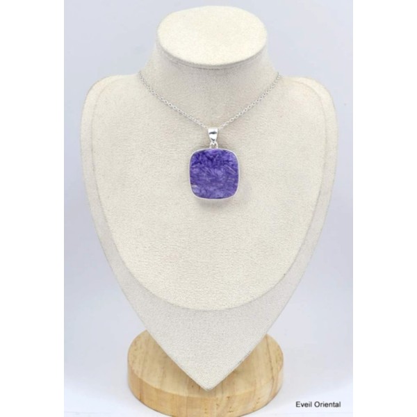 Gros pendentif carré en Charoite de Russie Pendentifs pierres naturelles KC2.2