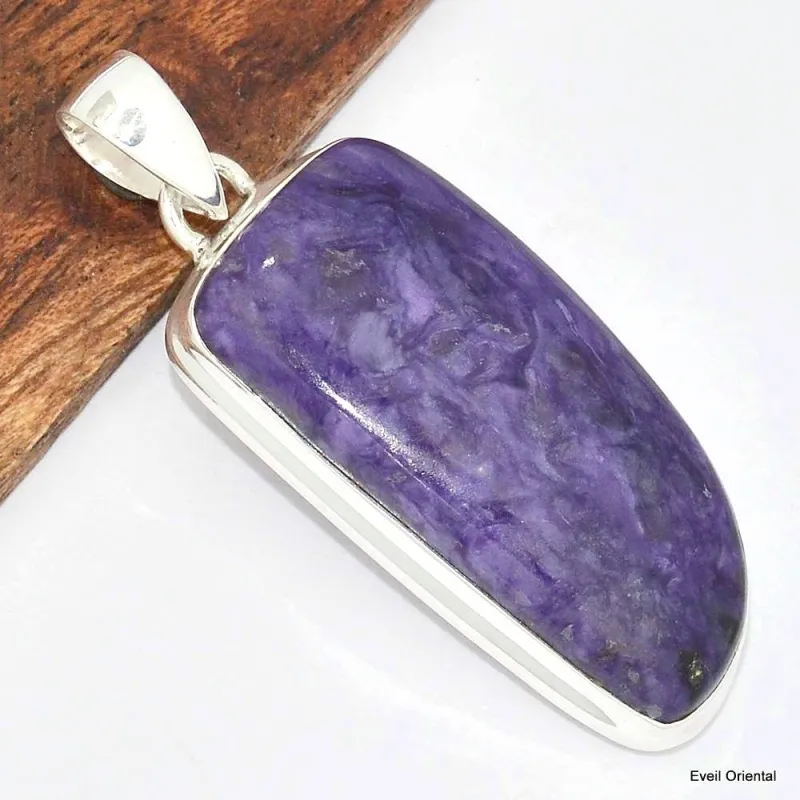 Pendentif Charoite de Russie forme libre - Pendentifs pierres naturelles