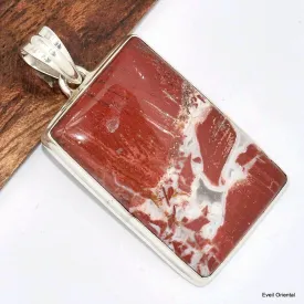 Gros Pendentif Jaspe Rouge irisé rectangulaire - Bijoux en Jaspe