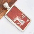 Gros Pendentif Jaspe Rouge irisé rectangulaire Bijoux en Jaspe KC3.1