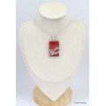 Gros Pendentif Jaspe Rouge irisé rectangulaire Bijoux en Jaspe KC3.1