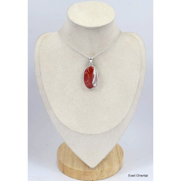Pendentif Jaspe Rouge irisé oval Bijoux en Jaspe KC3