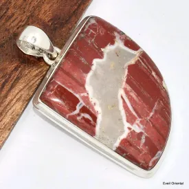 Gros Pendentif Jaspe Rouge irisé forme libre - Bijoux en Jaspe