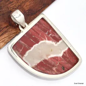 Gros Pendentif Jaspe Rouge irisé forme libre - Bijoux en Jaspe