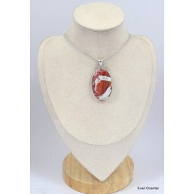 Gros Pendentif Jaspe Rouge irisé oval Pendentifs pierres naturelles KC3.3